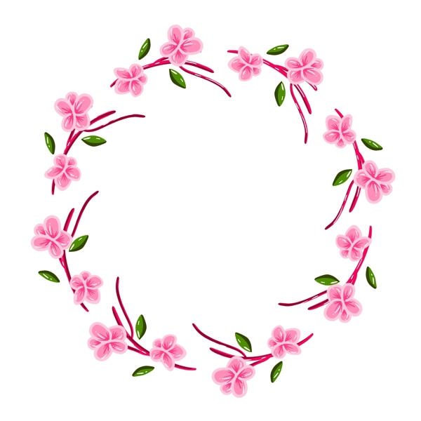 樱花花环装饰插画