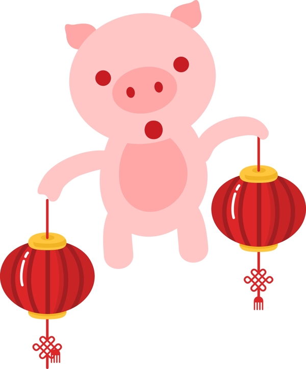 喜庆猪元素标签背景图案