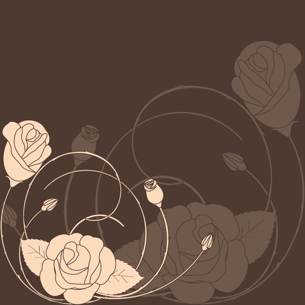 手绘玫瑰花纹背景矢量素材