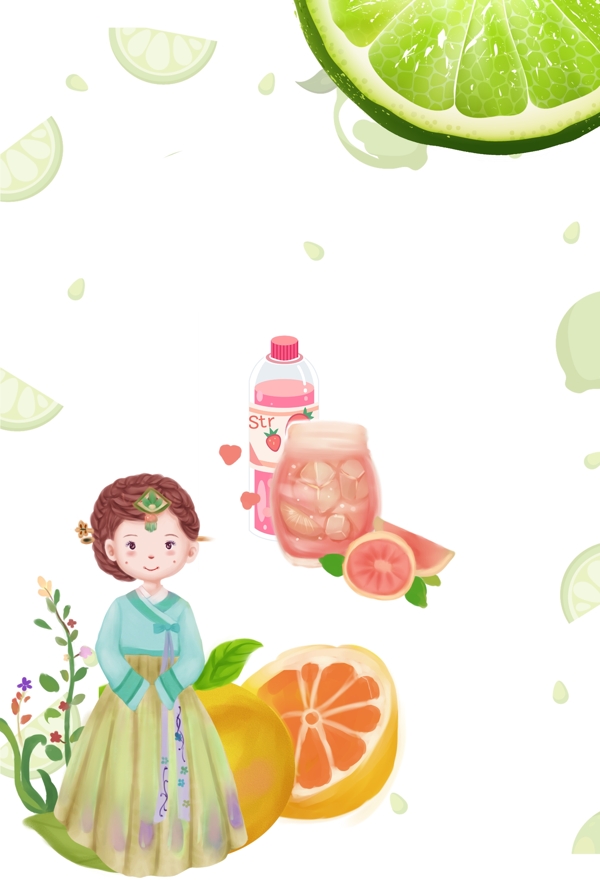 水蜜桃冷饮背景图片