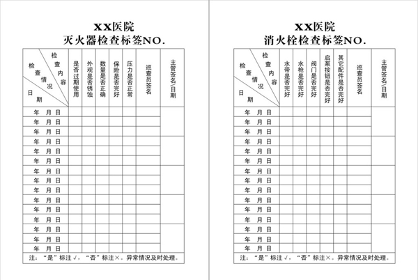 灭火器消火栓检查标签图片