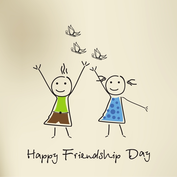 快乐友谊日背景的棕色背景的朋友插图