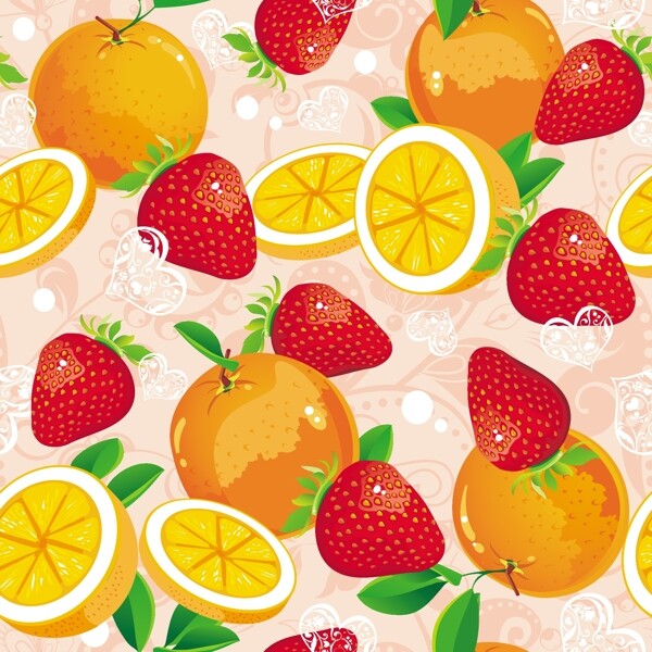 草莓桔子水果图案