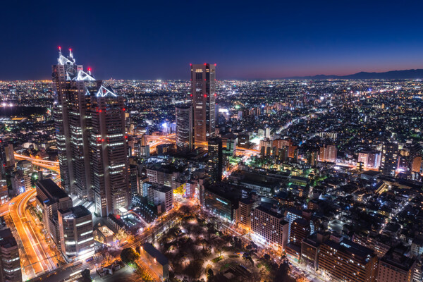 美丽城市夜景鸟瞰