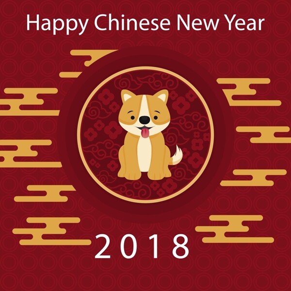 扁平元素中国新年海报