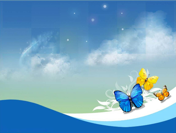 蓝色蝴蝶的天空ppt模板
