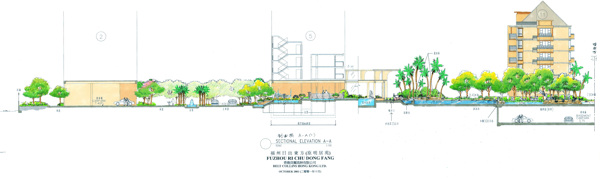 日出东方园林规划手绘图片素材