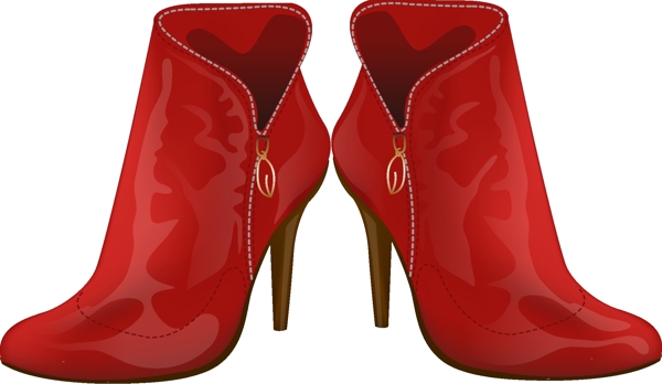 红色漆皮时尚女鞋矢量元素