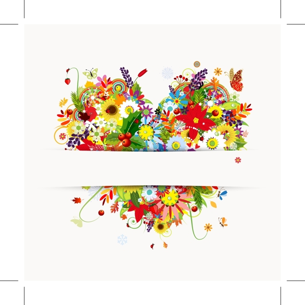 色彩斑斓蝴蝶花纹背景矢量素材