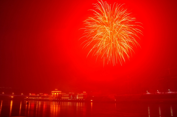 烟花焰火元宵节夜景图片