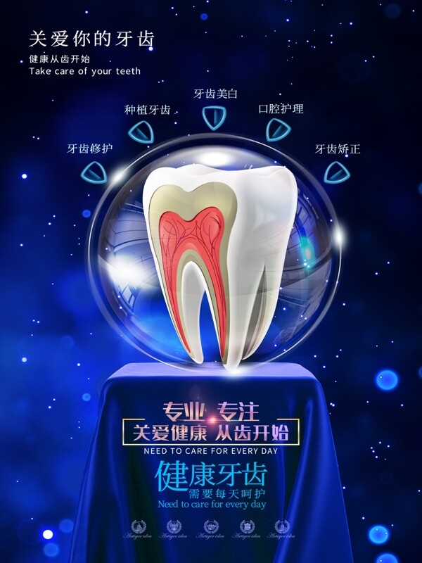 原创关爱牙齿健康宣传海报