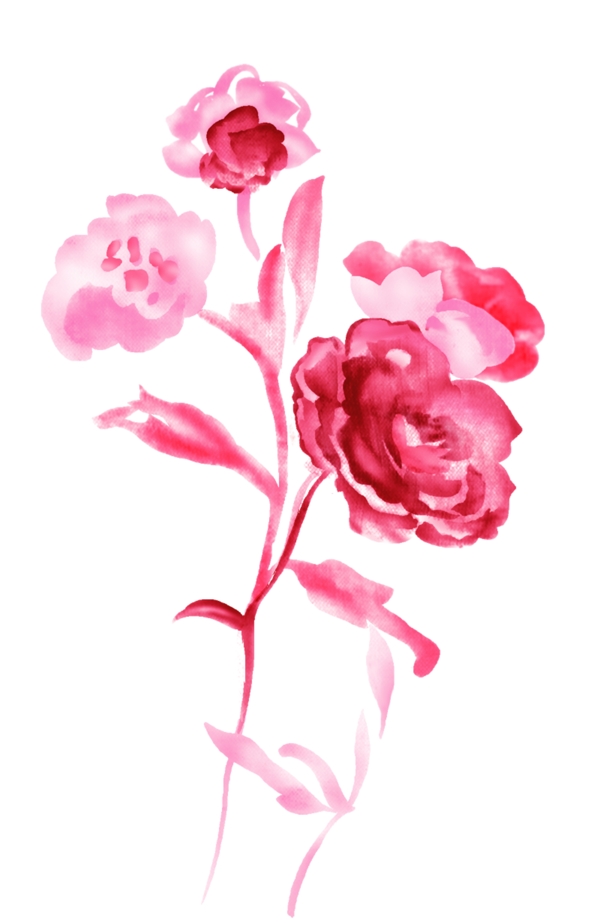 精美水墨手绘玫瑰图片