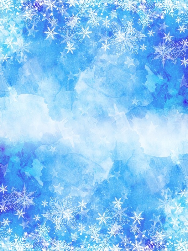 蓝色唯美冬至雪花背景