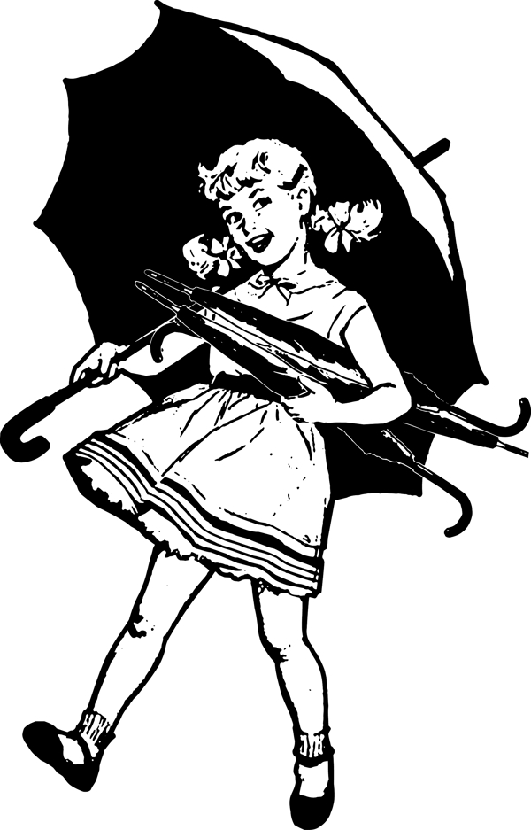 伞矢量插画的女孩