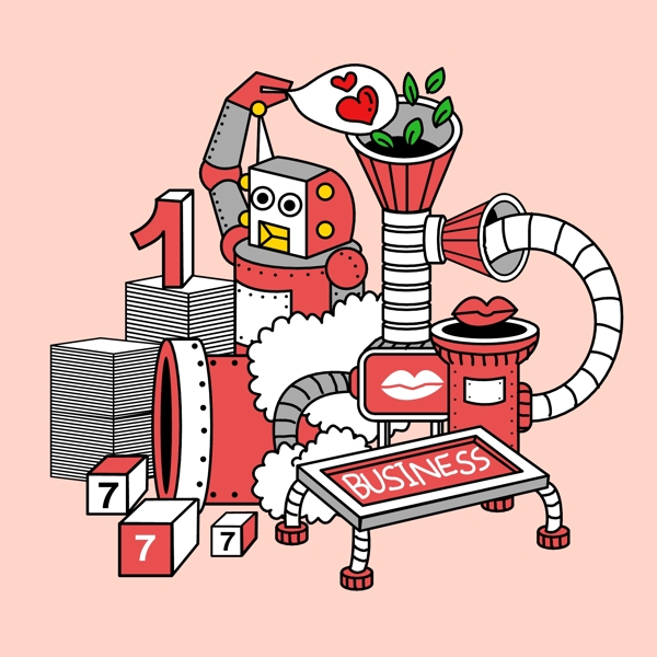 红色卡通机器人