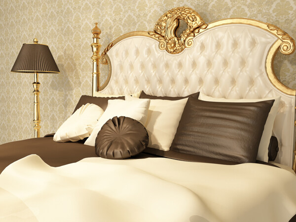欧式双人床卧室效果图图片
