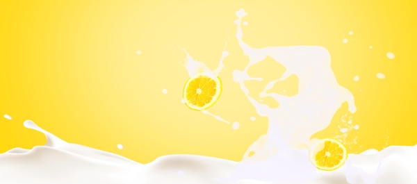 柠檬牛奶黄色清新食品Banner背景