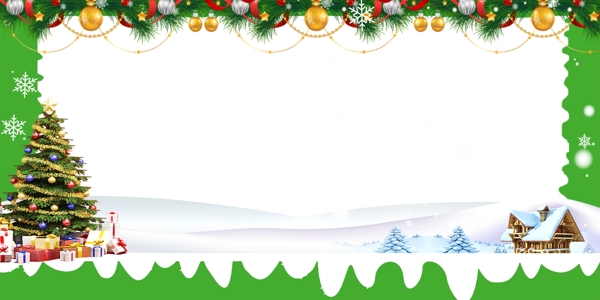浪漫圣诞快乐绿色边框背景