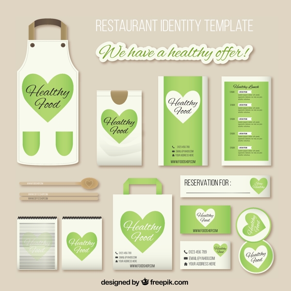 绿色心形餐厅的vi设计