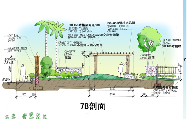 百年世界花苑方案手绘图片素材