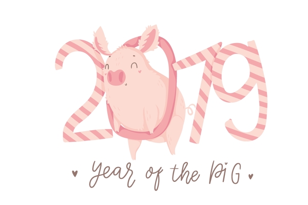 2019粉红卡通猪