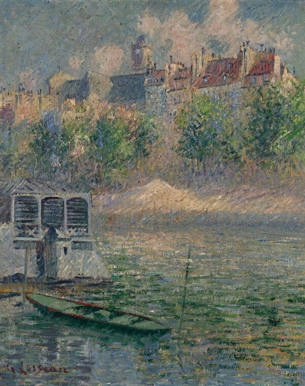 GustaveLoiseauTheQuayofHoteldeVilleParis1918画家风景画静物油画建筑油画装饰画