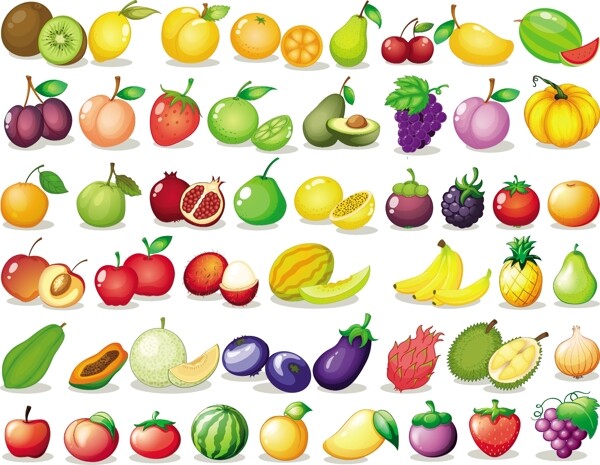 颜色鲜艳的水果收集