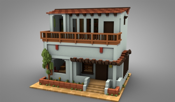 C4D模型像素房子图片