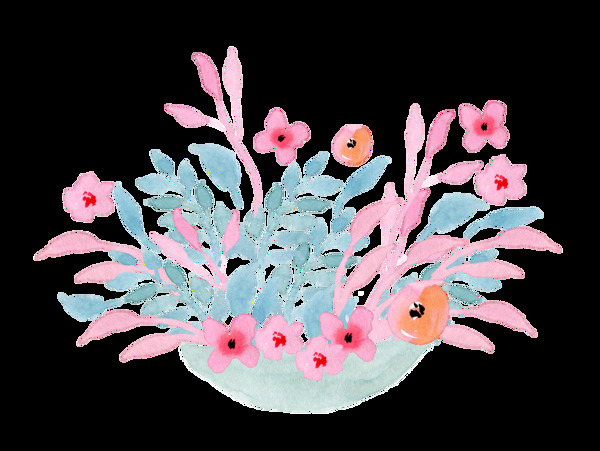 粉色茶花透明装饰素材