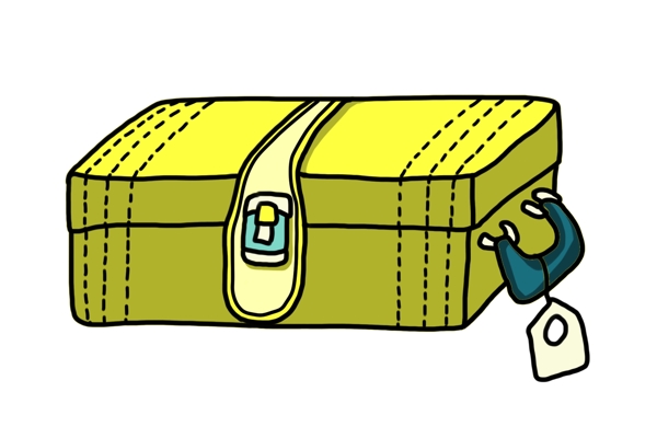 黄色卡通行李箱插画