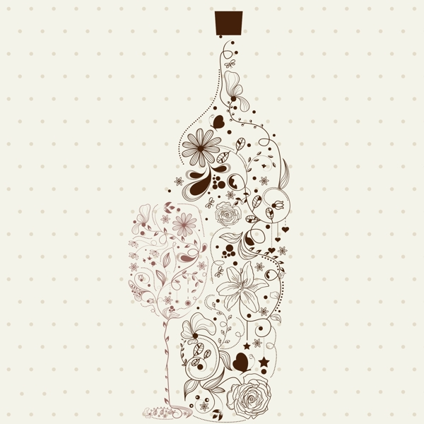印花矢量图生活元素酒瓶酒杯填充图案免费素材