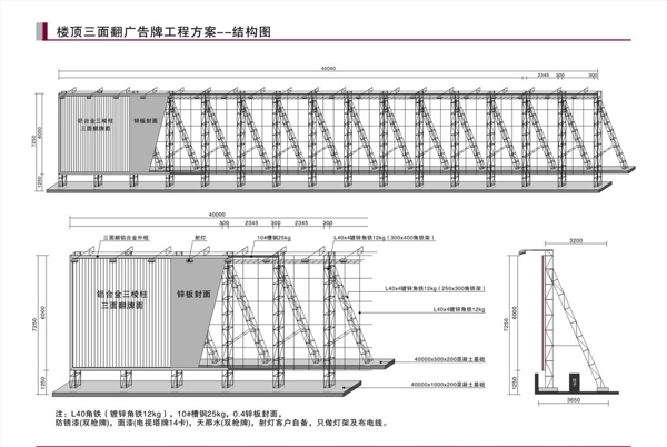 楼顶三面翻广告牌结构图片