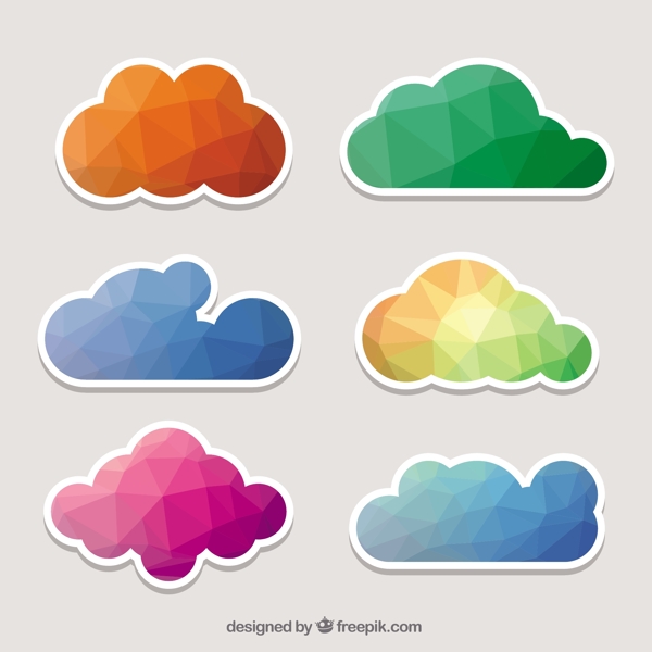 彩色多边形云彩贴纸集