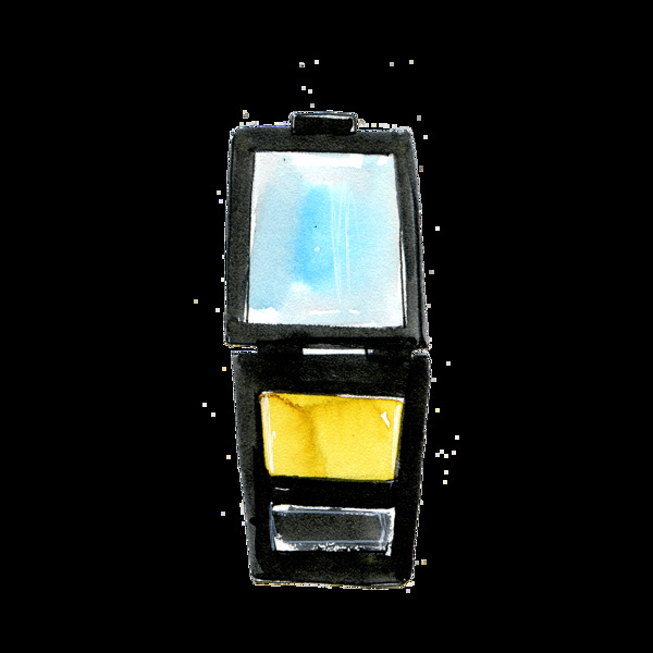手绘黄色眼影盒PNG透明素材