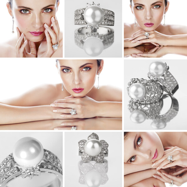 珍珠戒指与美女