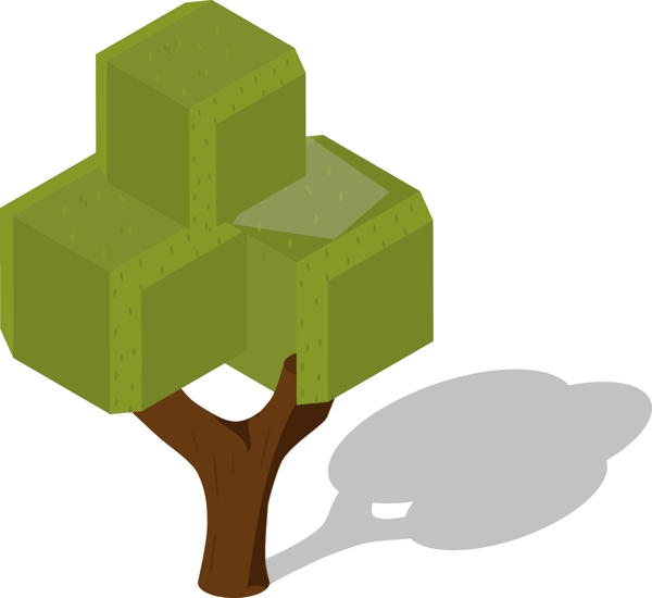 2.5D绿色方块立体树木AI素材