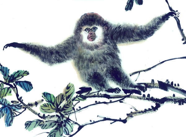 猴十二生肖中国画0052