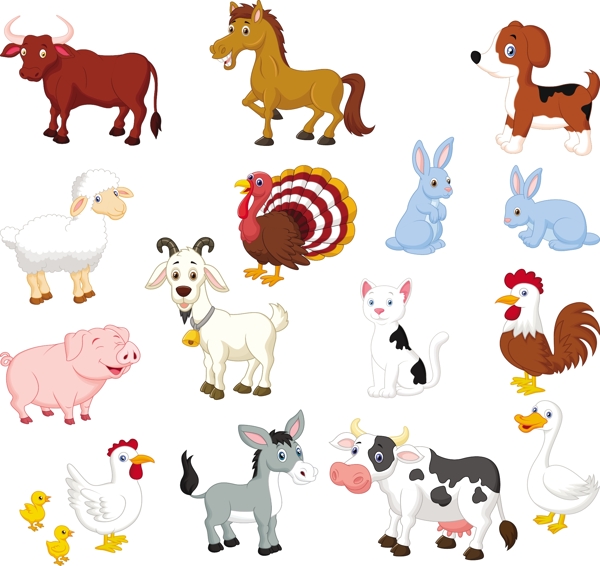 15款卡通家畜动物矢量素材图片