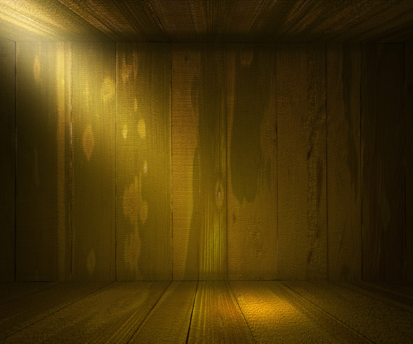 木制的聚光灯室的黄色背景