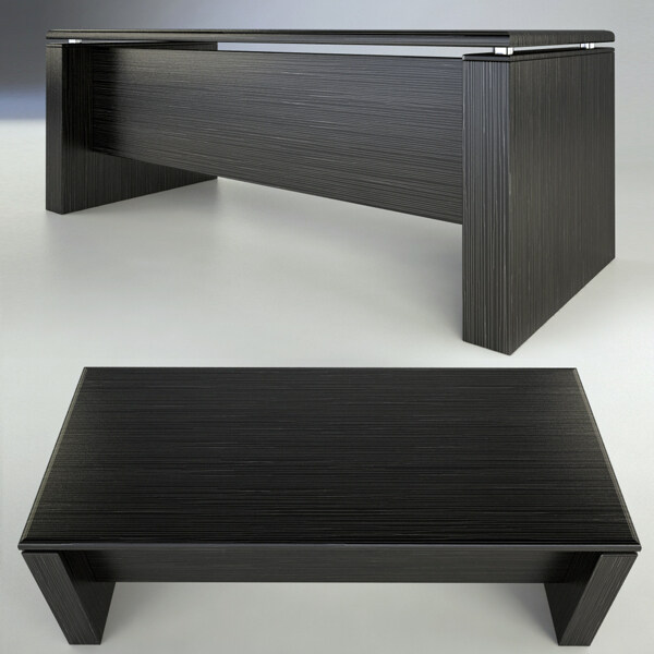 现代实木办公桌3d模型