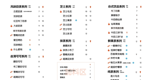 奶茶价格表