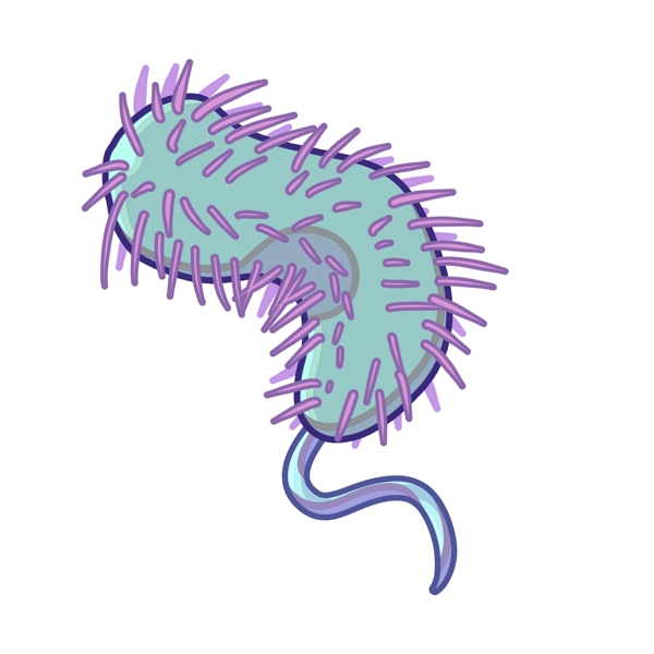 紫色的卡通毛球细菌