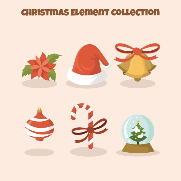 6种卡通圣诞装饰元素
