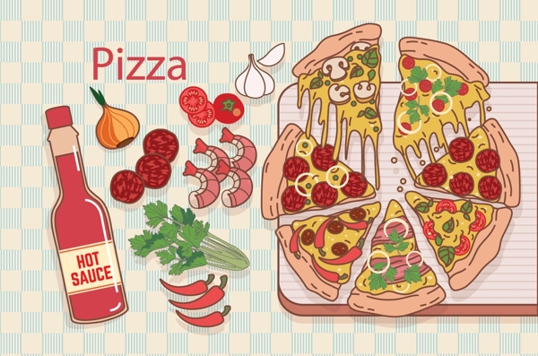 比萨披萨pizza及酱料配