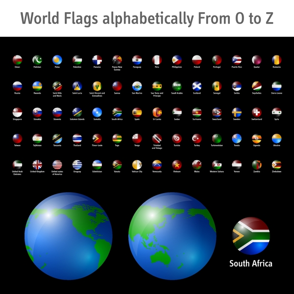 世界各国国旗图标矢量素材2