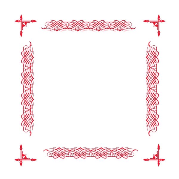 红色古风花纹花边边框元素