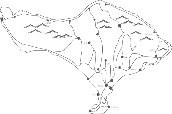 巴厘岛地图上画线的路线图是不字矢量素材