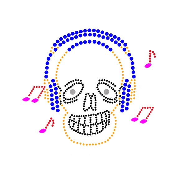 烫钻人物骷髅灵异音乐元素免费素材