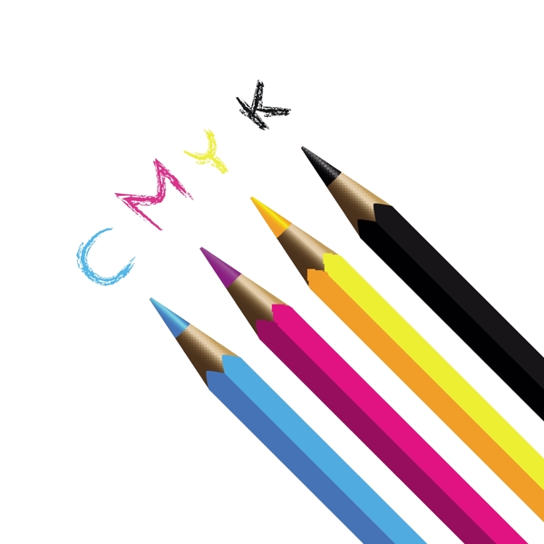 CMKY四色铅笔矢量素材