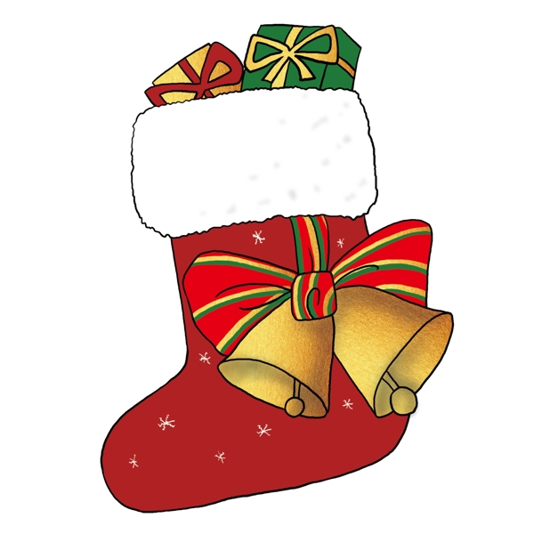 装满礼物的圣诞铃铛装饰圣诞袜